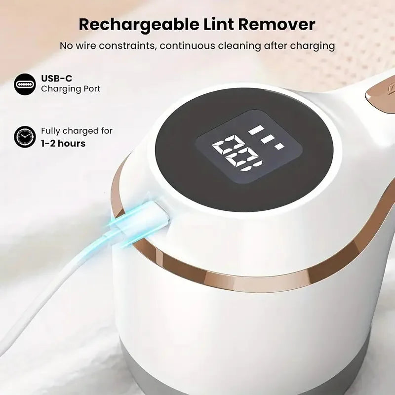 Mint Green Fabric Shaver, Lint Remover, 3-Speed USB Rechargeable, 6Ft Steel Blade, Type-C, Cleaning Brush, Fork, Clothes, Blanke